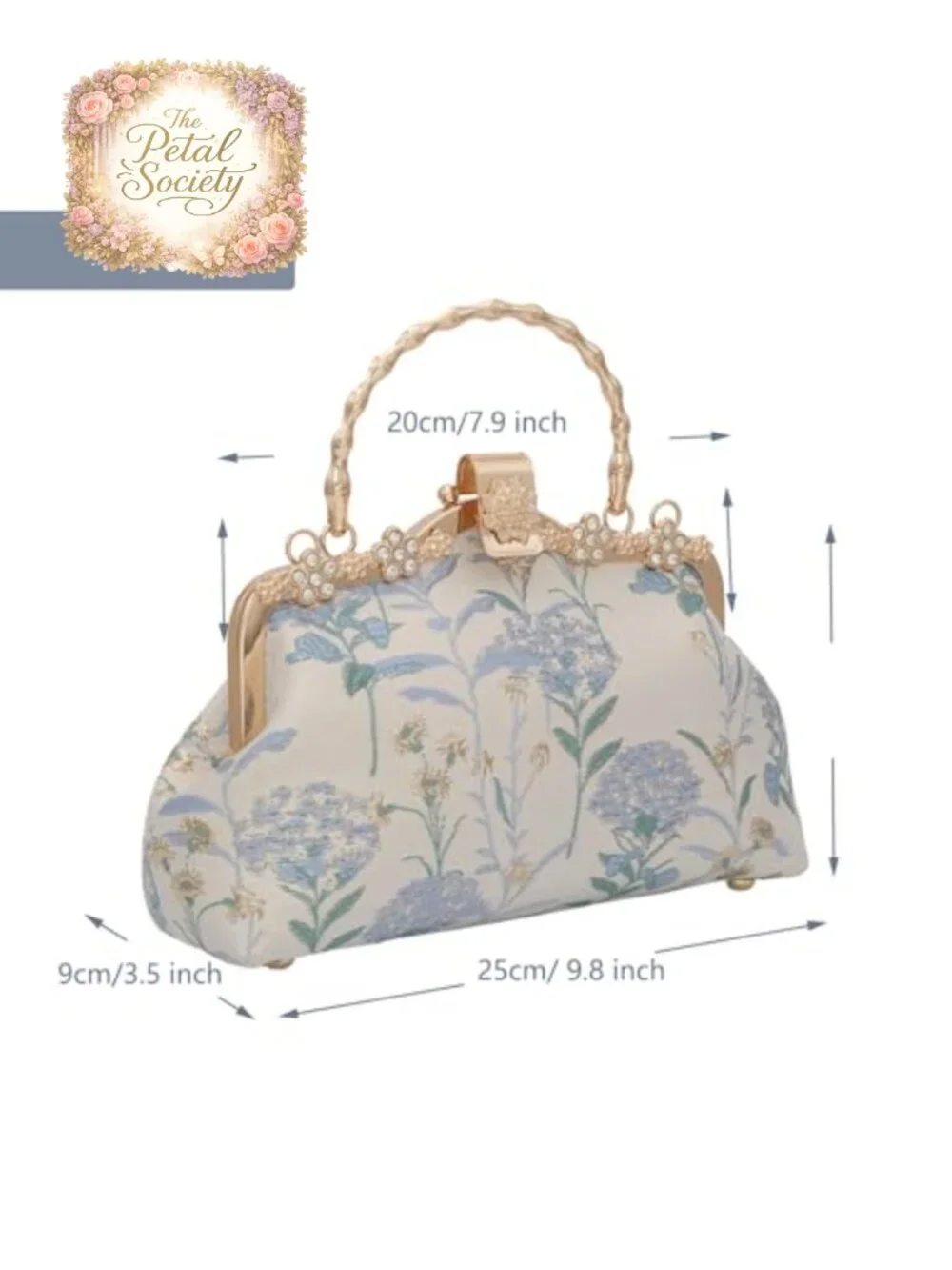 Vintage Chinese Embroidery Jacquard Evening Clutch with Metal Frame